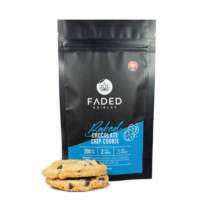 Faded Edibles Baked Chocolate Chip Cookies 200mg THC of Doobdasher
