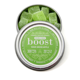 Boost Gummies 300mg THC Sour Green Apple of Doobdasher, Canada