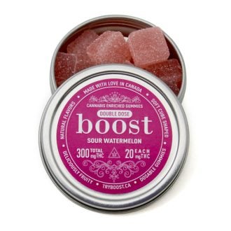 Boost Gummies 300mg THC Sour Watermelon of Doobdasher, Canada